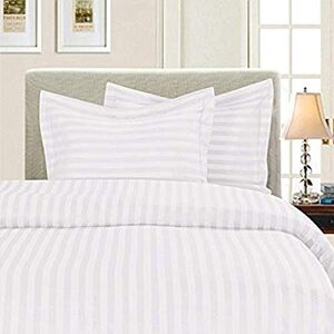Elegant Comfort Wrinkle & Fade Resistant 1500 Thread Count Damask Stripes Egyptian Quality Luxurious Silky Soft 3pc Duvet Cover Set, King/Cal-King, White Elegant Comfort Wrinkle & Fade Resistant 1500 Thread Count Damask Stripes Egyptian Quality Luxurious Silky Soft 3pc Duvet Cover Set, King/Cal-King, White