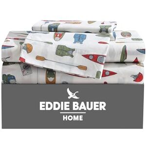 Eddie Bauer Twin Sheets, Cotton Percale Bedding Set, Crisp & Cool Home Decor (Kayak Adventure, Twin) Eddie Bauer Twin Sheets, Cotton Percale Bedding Set, Crisp & Cool Home Decor (Kayak Adventure, Twin)