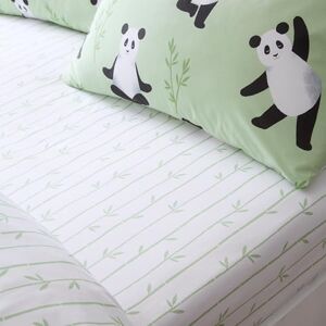 Catherine Lansfield - Panda Paws Easy Care Bed Linen - Green - Fitted Sheet Catherine Lansfield - Panda Paws Easy Care Bed Linen - Green - Fitted Sheet
