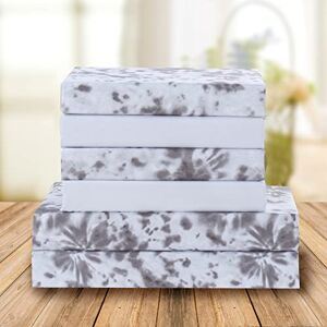 Elegant Comfort Luxury Soft Bed Sheets Tie Dye Pattern 1500 Thread Count Percale Egyptian Quality Microfiber Softness Wrinkle and Fade Resistant (6-Piece) Bedding Set, Queen, Tie Dye Gray Elegant Comfort Luxury Soft Bed Sheets Tie Dye Pattern 1500 Thread Count Percale Egyptian Quality Microfiber Softness Wrinkle and Fade Resistant (6-Piece) Bedding Set, Queen, Tie Dye Gray