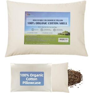 LOFE Organic Buckwheat Pillow for Sleeping 14''x20'', Adjustable Loft, Breathable for Cool Sleep, Cervical Support for Back and Side Sleepers(Tartary Buckwheat Hulls) LOFE Organic Buckwheat Pillow for Sleeping 14''x20'', Adjustable Loft, Breathable for Cool Sleep, Cervical Support for Back and Side Sleepers(Tartary Buckwheat Hulls)
