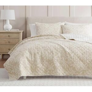 Martha Stewart Queen Quilt Set, 100% Cotton Reversible Bedding Set, Incredibly Soft Feel for Year Round Comfort, 3 Piece Bed Set with Matching Pillowcases (Layered Branches Beige) Martha Stewart Queen Quilt Set, 100% Cotton Reversible Bedding Set, Incredibly Soft Feel for Year Round Comfort, 3 Piece Bed Set with Matching Pillowcases (Layered Branches Beige)