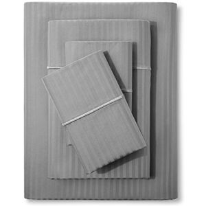 FEATHER & STITCH NEW YORK Feather & Stitch Size Damask Stripe Sheet Set 4 Piece Set, Ultra Soft 100% Cotton Sheets, 500 Thread Count Luxury Sateen Weave, Deep Pocket Bedsheets, with 2 Pillowcases (California King, Grey) FEATHER & STITCH NEW YORK Feather & Stitch Size Damask Stripe Sheet Set 4 Piece Set, Ultra Soft 100% Cotton Sheets, 500 Thread Count Luxury Sateen Weave, Deep Pocket Bedsheets, with 2 Pillowcases (California King, Grey)