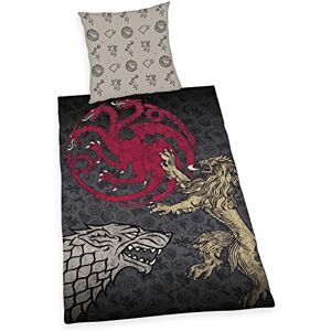 Herding Game of Thrones Bedding, Pillowcase approx. 80 x 80 cm, Duvet Cover approx. 135 x 200 cm, with Smooth-Running Branded Zip, 100% Cotton Renforcé Herding Game of Thrones Bedding, Pillowcase approx. 80 x 80 cm, Duvet Cover approx. 135 x 200 cm, with Smooth-Running Branded Zip, 100% Cotton Renforcé