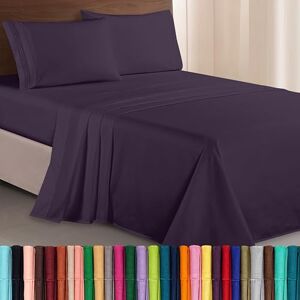 Elegant Comfort Luxurious 1500 Premium Hotel Quality Microfiber Three Line Embroidered Softest 4-Piece Bed Sheet Set, Wrinkle and Fade Resistant, California King, Eggplant-Purple Elegant Comfort Luxurious 1500 Premium Hotel Quality Microfiber Three Line Embroidered Softest 4-Piece Bed Sheet Set, Wrinkle and Fade Resistant, California King, Eggplant-Purple