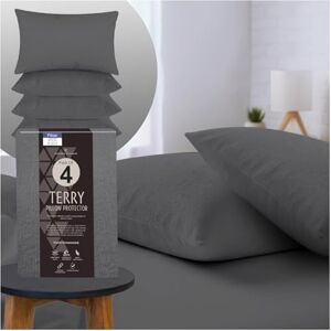 GC GAVENO CAVAILIA Terry Towel Waterproof Pillow Protectors Pack of 2 Anti Allergy Towelling Pillow Protectors Breathable & Soft Pillow Cover Charcoal GC GAVENO CAVAILIA Terry Towel Waterproof Pillow Protectors Pack of 2 Anti Allergy Towelling Pillow Protectors Breathable & Soft Pillow Cover Charcoal