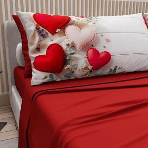 PETTI Artigiani Italiani Double Bed Sheets Cotton with Pillowcases in Digital Print, Double Bed Sheet 344 Design, Red, 100% Made in Italy PETTI Artigiani Italiani Double Bed Sheets Cotton with Pillowcases in Digital Print, Double Bed Sheet 344 Design, Red, 100% Made in Italy
