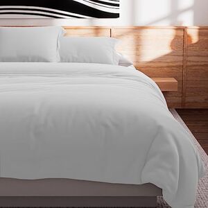 Soleil d'ocre , Cotton Duvet Cover 57 Thread Count 240 x 220 cm Plain White Soleil d'ocre , Cotton Duvet Cover 57 Thread Count 240 x 220 cm Plain White