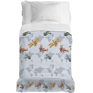 PENSIERI DELICATI Bedspread 170 x 280 cm, Single Sheet 100% Cotton Pique, Ideal as a Furniture Cover, 1 Square Bed Blanket, Grey Airplanes, 100% Made in Italy PENSIERI DELICATI Bedspread 170 x 280 cm, Single Sheet 100% Cotton Pique, Ideal as a Furniture Cover, 1 Square Bed Blanket, Grey Airplanes, 100% Made in Italy