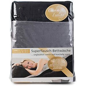 Gözze Reversible Bed Linen Set, Cashmere Feel, Duvet Cover: 135 x 200 cm, Pillowcase: 80 x 80 cm, Microfibre Black/Anthracite Gözze Reversible Bed Linen Set, Cashmere Feel, Duvet Cover: 135 x 200 cm, Pillowcase: 80 x 80 cm, Microfibre Black/Anthracite