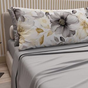 PETTI Artigiani Italiani Double Bed Sheets Cotton with Pillowcases in Digital Print, Double Bed Sheet, Floral Pattern 28 Light Grey, 100% Made in Italy PETTI Artigiani Italiani Double Bed Sheets Cotton with Pillowcases in Digital Print, Double Bed Sheet, Floral Pattern 28 Light Grey, 100% Made in Italy