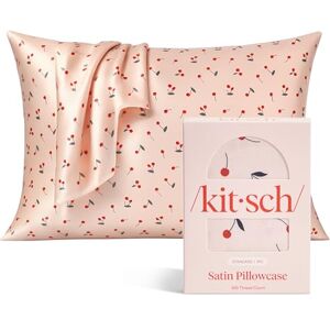 Kitsch Satin Pillowcase, Softer Than Silk Pillow Cases Queen, Cooling Pillow Covers, Satin Pillowcase w/Zipper for Hair, Skin & Quality Sleep, Wrinkle-Free & Smooth, Queen Size 19"x26", Cherry Print Kitsch Satin Pillowcase, Softer Than Silk Pillow Cases Queen, Cooling Pillow Covers, Satin Pillowcase w/Zipper for Hair, Skin & Quality Sleep, Wrinkle-Free & Smooth, Queen Size 19"x26", Cherry Print