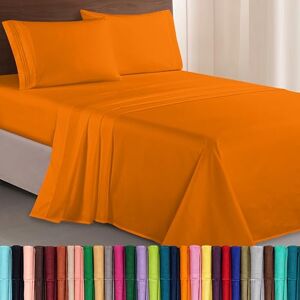 Elegant Comfort Luxurious 1500 Premium Hotel Quality Microfiber Three Line Embroidered Softest 4-Piece Bed Sheet Set, Wrinkle and Fade Resistant, Twin/Twin XL, Orange Elegant Comfort Luxurious 1500 Premium Hotel Quality Microfiber Three Line Embroidered Softest 4-Piece Bed Sheet Set, Wrinkle and Fade Resistant, Twin/Twin XL, Orange