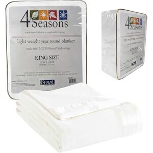 Thermee Micro Flannel King-Size All Seasons Lightweight Sheet Blanket, Machine Wash & Dry, No Pilling, 108Lx90W, Snow Thermee Micro Flannel King-Size All Seasons Lightweight Sheet Blanket, Machine Wash & Dry, No Pilling, 108Lx90W, Snow