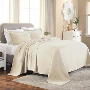 Superior Bedspread with Pillow Shams, Cotton, Ivory, Queen Superior Bedspread with Pillow Shams, Cotton, Ivory, Queen