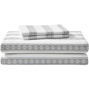 Eddie Bauer Queen Sheet Set, Warm Breathable Cotton Flannel Bedding with Deep Pockets, Brushed for Extra Softness, Cozy Home Decor, Oeko-Tex Certified (Snowflake Fair Isle, Queen) Eddie Bauer Queen Sheet Set, Warm Breathable Cotton Flannel Bedding with Deep Pockets, Brushed for Extra Softness, Cozy Home Decor, Oeko-Tex Certified (Snowflake Fair Isle, Queen)