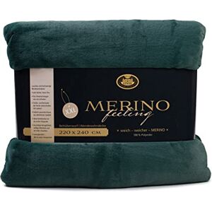 Gözze Cosy Blanket, Merino Feel, Reversible, Heavy Weight 600 g/m², 220 x 240 cm Dark Green Gözze Cosy Blanket, Merino Feel, Reversible, Heavy Weight 600 g/m², 220 x 240 cm Dark Green