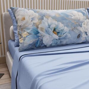 PETTI Artigiani Italiani Double Bed Sheets Cotton with Pillowcases in Digital Print, Double Bed Sheet Floral Pattern 13 Light Blue, 100% Made in Italy PETTI Artigiani Italiani Double Bed Sheets Cotton with Pillowcases in Digital Print, Double Bed Sheet Floral Pattern 13 Light Blue, 100% Made in Italy