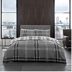 GC GAVENO CAVAILIA Duvet Cover Sets, Reversible Bedding Bed Set, Polycotton Quilt Covers, Bardsley Check-Grey, Double GC GAVENO CAVAILIA Duvet Cover Sets, Reversible Bedding Bed Set, Polycotton Quilt Covers, Bardsley Check-Grey, Double