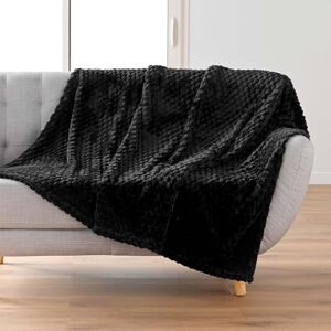 Douceur d'Intérieur , Mini Frosty Blanket (125 x 150 cm) Black Flannel Relief Plain Douceur d'Intérieur , Mini Frosty Blanket (125 x 150 cm) Black Flannel Relief Plain