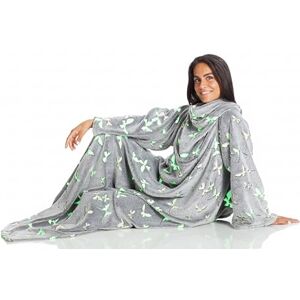 Kanguru Deluxe Glow in the Dark Stars Butterflies, fluffy blanket, fleece blanket, blanket with sleeves with Kangaroo pocket, for women, throw blanket, Gray, 140x180 cm Kanguru Deluxe Glow in the Dark Stars Butterflies, fluffy blanket, fleece blanket, blanket with sleeves with Kangaroo pocket, for women, throw blanket, Gray, 140x180 cm