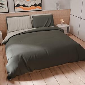 PETTI Artigiani Italiani Double Duvet Cover, Microfibre Duvet Cover and Pillowcases, Bicolor Dark Grey/Light Grey, 100% Made in Italy PETTI Artigiani Italiani Double Duvet Cover, Microfibre Duvet Cover and Pillowcases, Bicolor Dark Grey/Light Grey, 100% Made in Italy