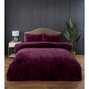 Rapport Home Chunky Ribbed Premium Luxury Faux Rabbit Fur Duvet Cover Set Single Burgundy Soft and Warm Fluffy Bedding Set Rapport Home Chunky Ribbed Premium Luxury Faux Rabbit Fur Duvet Cover Set Single Burgundy Soft and Warm Fluffy Bedding Set