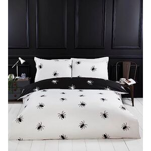 Rapport Home Single Duvet Cover Set Black Spider Web Design, Reversible Monochrome Bedding Soft Microfibre, Easy Care for Teen & Adult Bedrooms Rapport Home Single Duvet Cover Set Black Spider Web Design, Reversible Monochrome Bedding Soft Microfibre, Easy Care for Teen & Adult Bedrooms