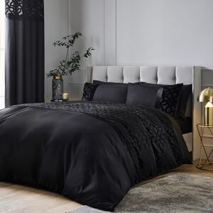 Catherine Lansfield Lattice Cut Velvet Super King Duvet Cover Set with Pillowcases Black Catherine Lansfield Lattice Cut Velvet Super King Duvet Cover Set with Pillowcases Black
