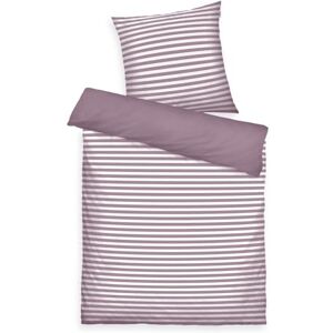 TOM TAILOR Herding Bed Linen Medium Stripes Cosy Mauve & Crisp White, 80 x 80 cm + 155 x 220 cm, 100% Cotton/Renforcé, with Reversible Motif and Coloured Branded Zip TOM TAILOR Herding Bed Linen Medium Stripes Cosy Mauve & Crisp White, 80 x 80 cm + 155 x 220 cm, 100% Cotton/Renforcé, with Reversible Motif and Coloured Branded Zip