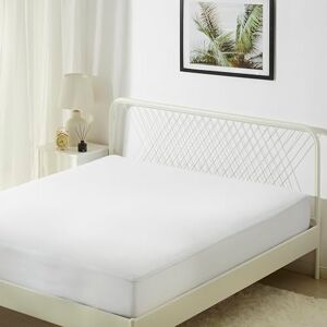 Amazon Basics Waterproof Mattress Protector, 45 cm Extra Deep Stretch Skirt, Washable King Bed Fitted Mattress Cover, 180 x 200 cm, White Amazon Basics Waterproof Mattress Protector, 45 cm Extra Deep Stretch Skirt, Washable King Bed Fitted Mattress Cover, 180 x 200 cm, White