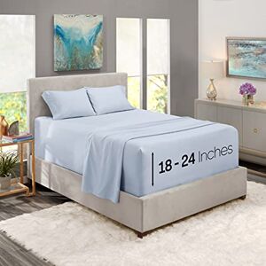 Nestl Extra Deep Pocket Sheets Fits Mattress 18-24 Inches Deep, Extra Deep Pocket California King Size Sheets, 4 Piece Cal King Sheets, Cal King Sheets Deep Pocket, Ice Blue Nestl Extra Deep Pocket Sheets Fits Mattress 18-24 Inches Deep, Extra Deep Pocket California King Size Sheets, 4 Piece Cal King Sheets, Cal King Sheets Deep Pocket, Ice Blue