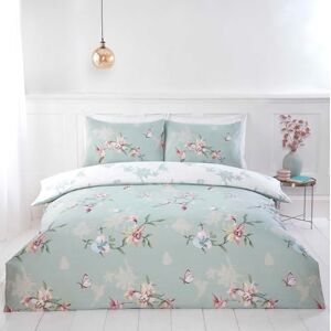 Rapport Home Hummingbird Floral Green Double Duvet Cover Set Soft Easy Care Polyester Bedding with Pillowcases Rapport Home Hummingbird Floral Green Double Duvet Cover Set Soft Easy Care Polyester Bedding with Pillowcases