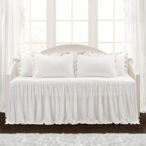 Lush Decor Ruffle Skirt Daybed Cover Set - 5 Piece Luxurious Farmhouse Bedding - Elegant, Charming Ruffle Detail - Timeless Style & Classic Design - Soft and Lightweight - 39" W x 75" L, White Lush Decor Ruffle Skirt Daybed Cover Set - 5 Piece Luxurious Farmhouse Bedding - Elegant, Charming Ruffle Detail - Timeless Style & Classic Design - Soft and Lightweight - 39" W x 75" L, White