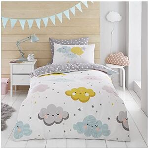 GC GAVENO CAVAILIA Kids Printed Duvet Cover & Sheet Set, Easy Care Polycotton Children Bedding, Single, Happy Clouds GC GAVENO CAVAILIA Kids Printed Duvet Cover & Sheet Set, Easy Care Polycotton Children Bedding, Single, Happy Clouds