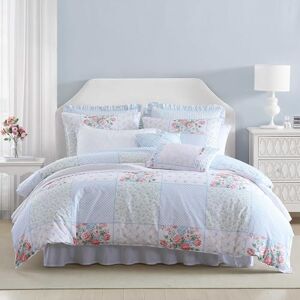Laura Ashley Comforter Set, Super Soft Bedding with Matching Shams, Includes Bonus Throw Pillow Covers, Chic Room Decor (Hope Patchwork Blue, King) Laura Ashley Comforter Set, Super Soft Bedding with Matching Shams, Includes Bonus Throw Pillow Covers, Chic Room Decor (Hope Patchwork Blue, King)