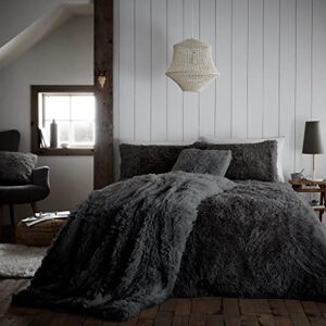 GC GAVENO CAVAILIA HUGG & SNUG Shaggy Faux Fur Bedding Set Single Luxury Fluffy Duvet Cover with Pillowcase Super Soft Warm Fleece Quilt Cover, Charcoal GC GAVENO CAVAILIA HUGG & SNUG Shaggy Faux Fur Bedding Set Single Luxury Fluffy Duvet Cover with Pillowcase Super Soft Warm Fleece Quilt Cover, Charcoal