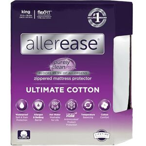 Aller-Ease Mattress Protector, Polycotton, White, King Aller-Ease Mattress Protector, Polycotton, White, King