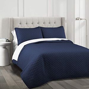 Lush Decor Ava Diamond Oversized Cotton 3 Piece Quilt Set, Full/Queen, Navy, Polyester Lush Decor Ava Diamond Oversized Cotton 3 Piece Quilt Set, Full/Queen, Navy, Polyester