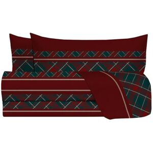 zer0bed , Tartan Double Bed Sheet Set, Double Bed Set, Made in Italy, 100% Cotton, Burgundy Green, Top Sheet, Fitted Sheet, Pair of Pillowcases zer0bed , Tartan Double Bed Sheet Set, Double Bed Set, Made in Italy, 100% Cotton, Burgundy Green, Top Sheet, Fitted Sheet, Pair of Pillowcases