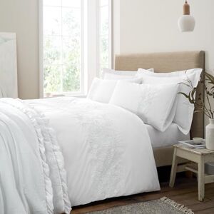 Bianca Embroidery Floral 200 Thread Count Cotton King Duvet Cover Set with Pillowcases White Bianca Embroidery Floral 200 Thread Count Cotton King Duvet Cover Set with Pillowcases White