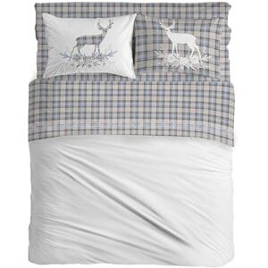 PENSIERI DELICATI Double Bed Set, Flannel, 100% Warm and Soft Cotton, Double 180 x 200 cm, Includes Bottom Sheet, Top Sheet and 2 Pillowcases, Made in Italy, Blue Deer Tartan PENSIERI DELICATI Double Bed Set, Flannel, 100% Warm and Soft Cotton, Double 180 x 200 cm, Includes Bottom Sheet, Top Sheet and 2 Pillowcases, Made in Italy, Blue Deer Tartan
