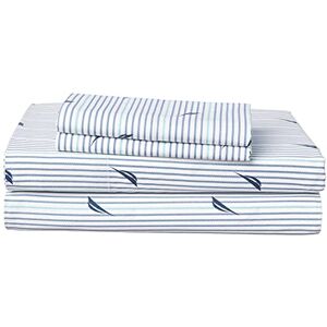 Nautica Queen Sheets, Cotton Percale Bedding Set, Casual Home Decor (Audley Stripe Blue, Queen) Nautica Queen Sheets, Cotton Percale Bedding Set, Casual Home Decor (Audley Stripe Blue, Queen)
