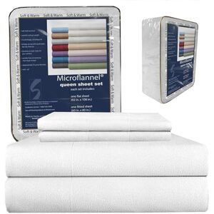 Thermee Micro Flannel Queen-Size Sheet Set, Machine Wash & Dry, No Pilling with Deep Pocket and Pillowcase(s), Snow Thermee Micro Flannel Queen-Size Sheet Set, Machine Wash & Dry, No Pilling with Deep Pocket and Pillowcase(s), Snow