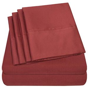 Sweet Home Collection Cal King Size Bed Sheets 6 Piece 1500 Supreme Collection Fine Brushed Microfiber Deep Pocket California King Sheet Set Bedding 2 Extra Pillow Cases, Great Value, California King, Burgundy Sweet Home Collection Cal King Size Bed Sheets 6 Piece 1500 Supreme Collection Fine Brushed Microfiber Deep Pocket California King Sheet Set Bedding 2 Extra Pillow Cases, Great Value, California King, Burgundy