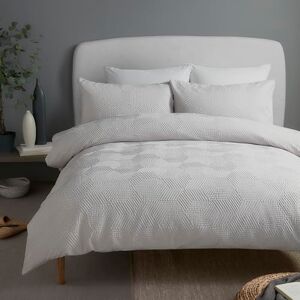 Serene Duvet Cover Set, Single Size 140x200cm, Embossed Geometric Pattern, 100% Recycled Polyester, Grey, Button Closure Serene Duvet Cover Set, Single Size 140x200cm, Embossed Geometric Pattern, 100% Recycled Polyester, Grey, Button Closure