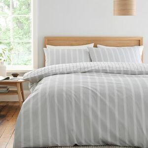Bianca Ashford Stripe 200 Thread Count Cotton Percale Reversible Single Duvet Cover Set with Pillowcase Silver Grey Bianca Ashford Stripe 200 Thread Count Cotton Percale Reversible Single Duvet Cover Set with Pillowcase Silver Grey