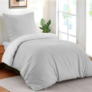 Dreamzie Duvet cover 140 x 200 cm with 1 pillowcase 65 x 65 cm Light grey/white Bedding set 140 x 200 cm made of 100% microfibre 2 pieces Certified free of chemicals (Oeko Tex) Dreamzie Duvet cover 140 x 200 cm with 1 pillowcase 65 x 65 cm Light grey/white Bedding set 140 x 200 cm made of 100% microfibre 2 pieces Certified free of chemicals (Oeko Tex)