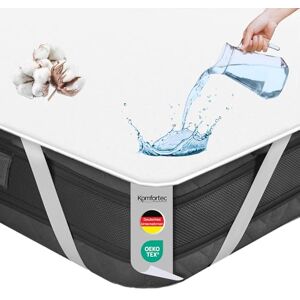 Komfortec Mattress Protector 140 x 200 cm, Cotton, Breathable, Anti-Allergy, No Crinkling, Oeko-Tex Certified, Waterproof Mattress Topper, Comfortable Fit, Easy Cleaning, Durable Komfortec Mattress Protector 140 x 200 cm, Cotton, Breathable, Anti-Allergy, No Crinkling, Oeko-Tex Certified, Waterproof Mattress Topper, Comfortable Fit, Easy Cleaning, Durable