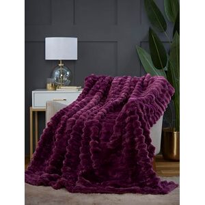 Rapport Home Faux Rabbit Fur Soft Touch Chunky Ribbed Burgundy Blanket Throw (150 x 200 cm) Rapport Home Faux Rabbit Fur Soft Touch Chunky Ribbed Burgundy Blanket Throw (150 x 200 cm)